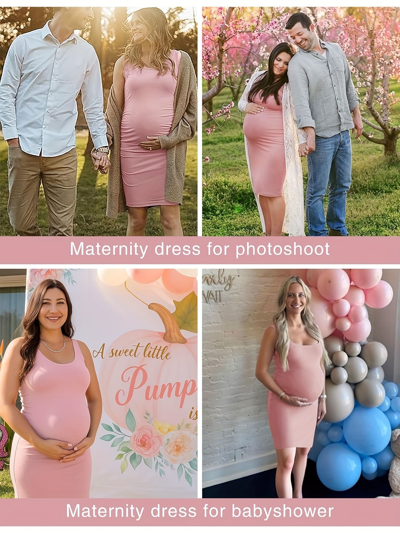 Women's Maternity Dresses for Daily Baby Shower Photography Short Sleeve Sleeveless Tank Dresses Side Ruching