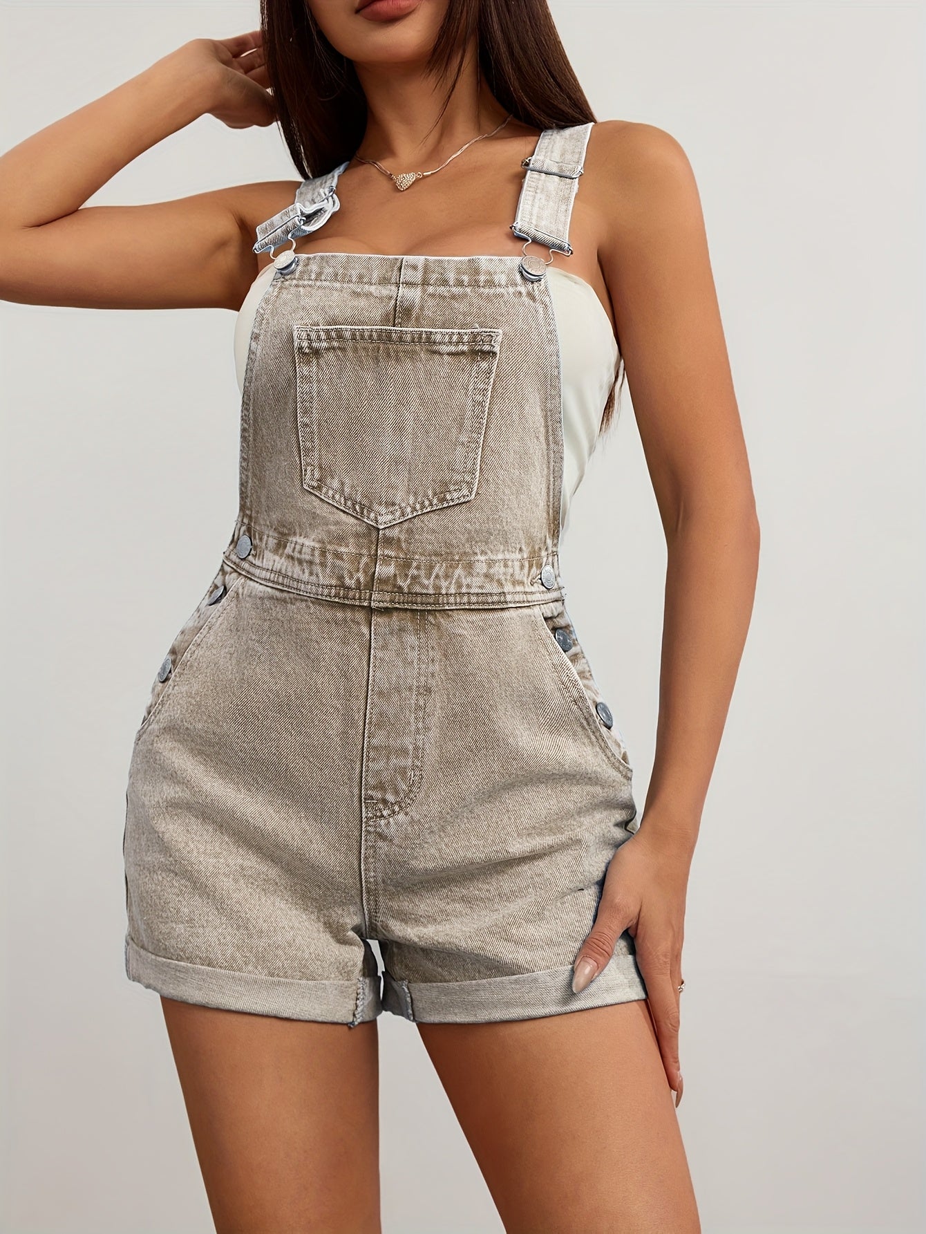 Women's Shoulder Strap Jumpsuit Shorts