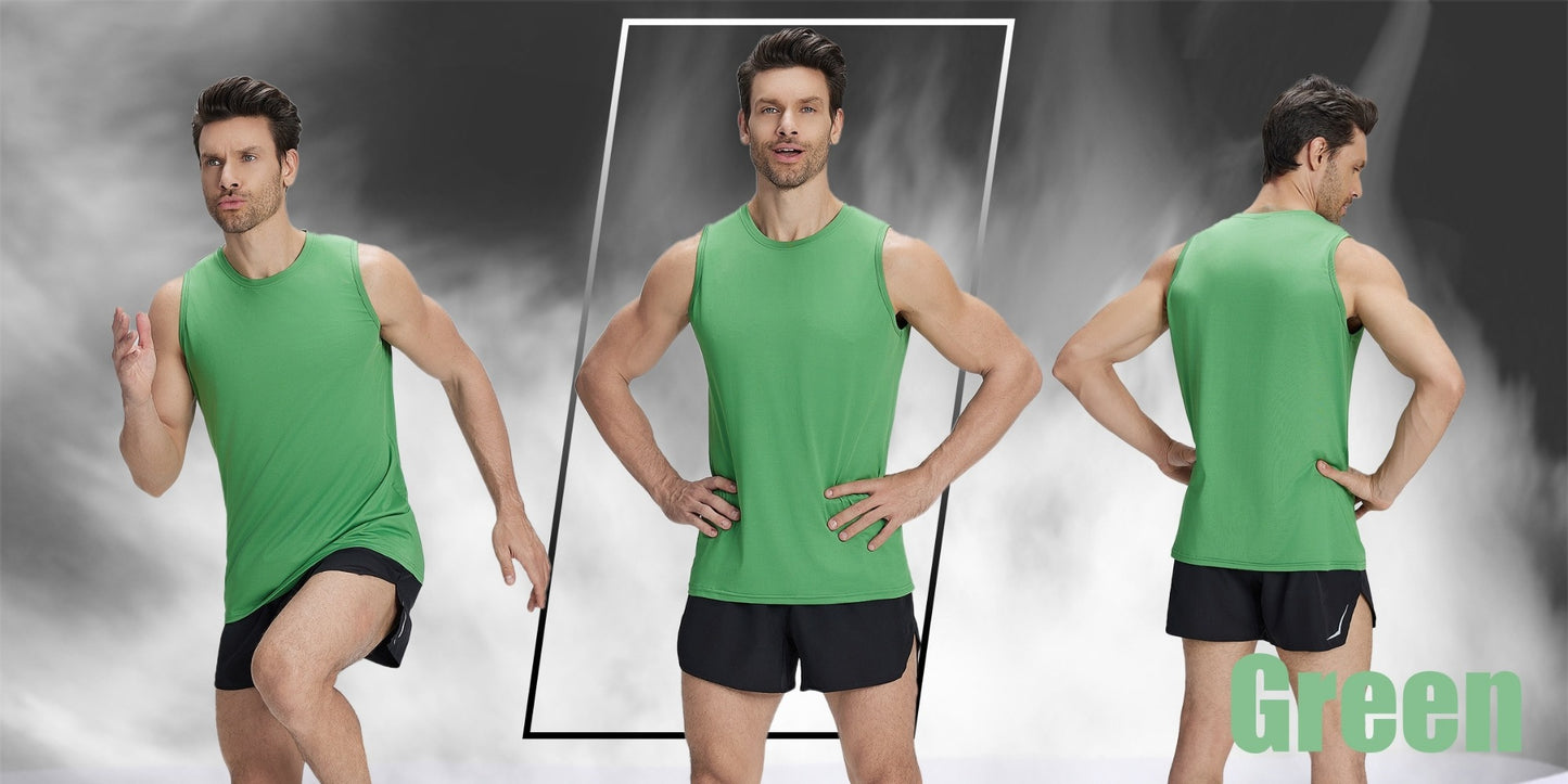 Men's Solid Color Tank Top - Crew Neck Sleeveless