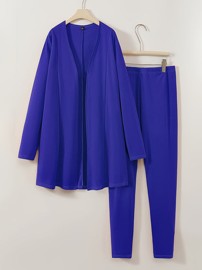 Plus Size - Plus Size - Plus Size Women'S Suit Jacket, Long Pants Two-Piece Set, Fashionable Casual Suit Set