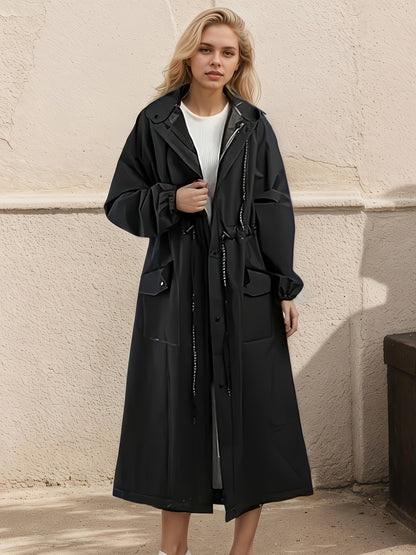 Adult Long Raincoat with High Quality, Breathable, Lightweight, And Stylish Design, Featuring A Hooded Style, Ideal for Outdoor Activities In Rainy Weather, Unisex