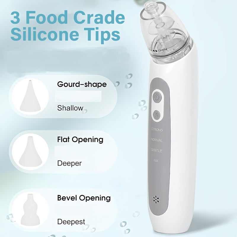 Portable Pore Cleanser Device With 3 Levels Of Suction, 3 Replacement Tips, Soothing Music & LED Lights, Ideal Christmas Gift - Rechargeable Lithium Battery, USB Charging, Cleaning Tool Set, Hygiene | Modern Design