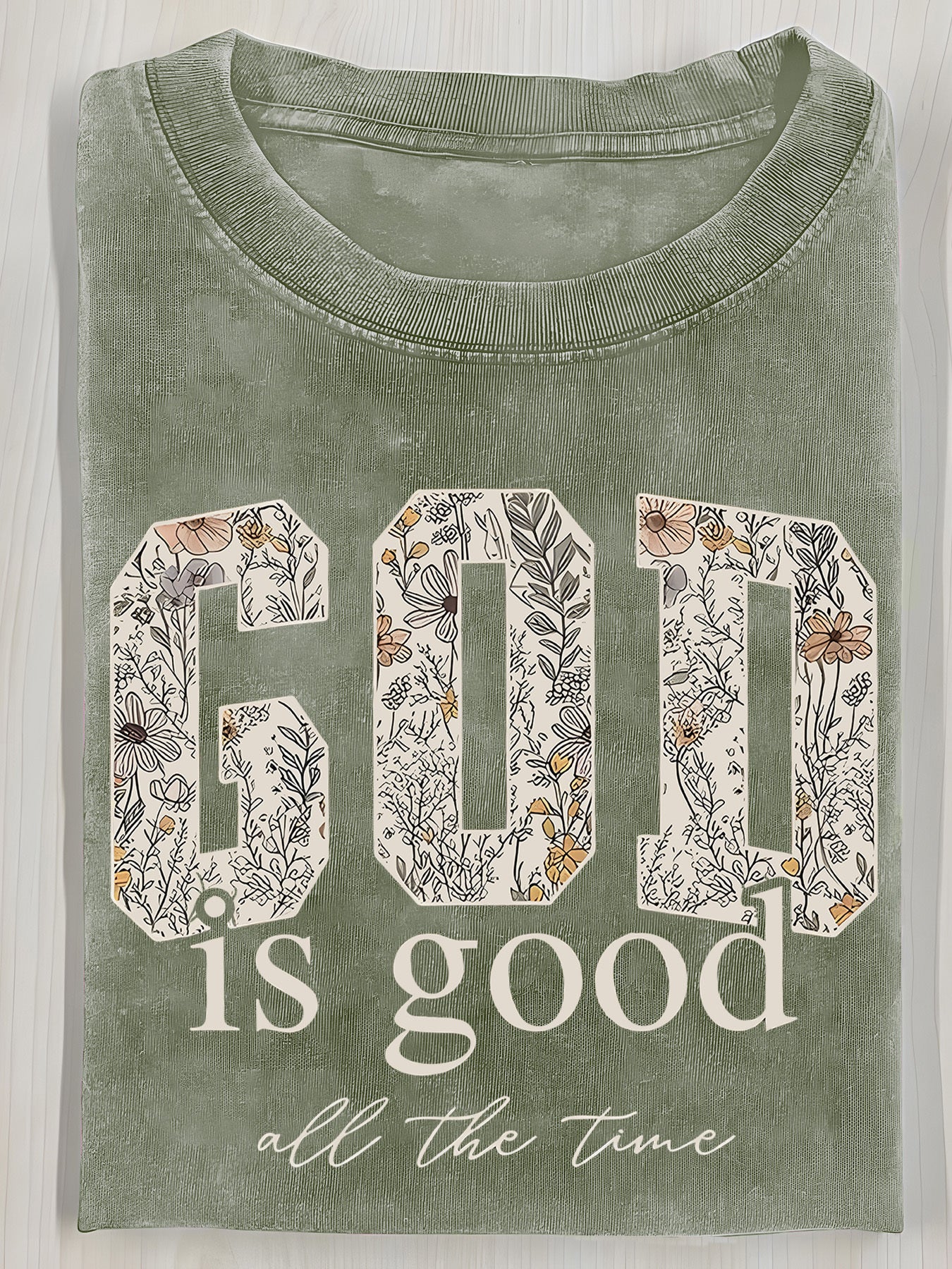 Washed, Printed T-shirts with GOD Flowers, Vintage Fashion Brand T-shirts with High Quality Batik, Ladies' T-shirts, Ladies' Autumn T-shirts, Halloween Christmas Gifts and Holiday Gifts.