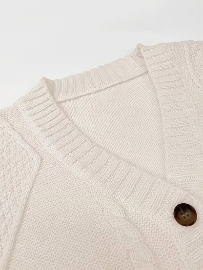 [Cozy Cable Cardigan] Plus Size - Cozy Plus Size Cable Cardigan - Soft Long Sleeve Open Front Layer for Comfortable Everyday Wear