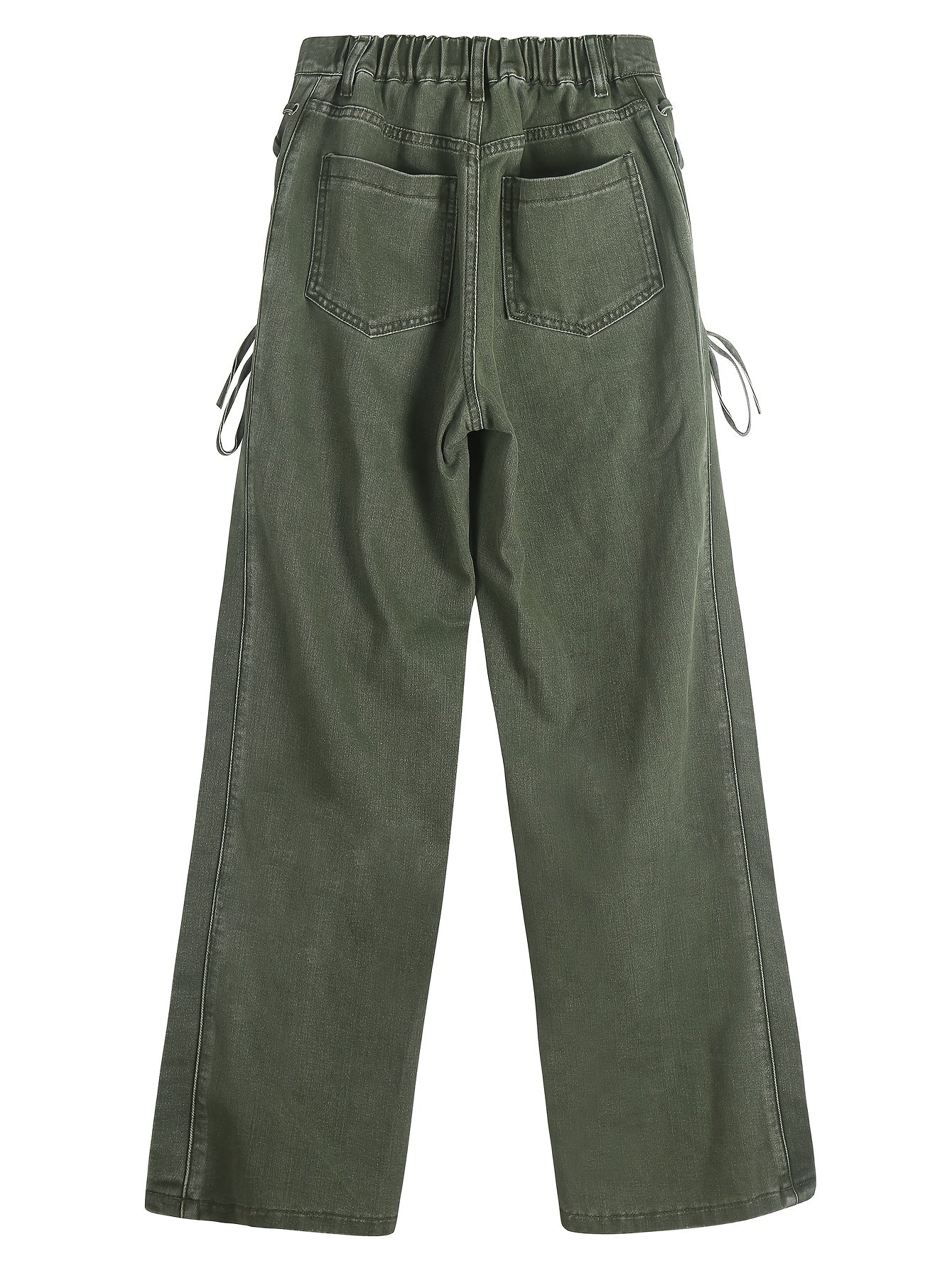 Wide-Leg Straight Jeans for Women Featuring a Side Tie-Up Bow Design, Mid-Rise Relaxed Fit, Ideal for Casual Streetwear, Vacations, Work, And Daily Use, with a Y2K Retro Vibe