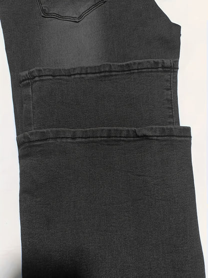 Women's High-Waisted Stretch Jeans - Wide-Leg Bell-Bottom Flared Pants with Cross-Waist , -Like Rayon//Spandex (75/23/2%), All-Season Casual to Dressy Wear, Wrinkle-Resistant Trousers