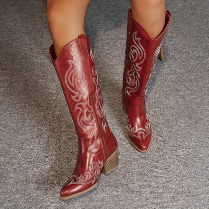 Women's Retro Embroidered Horse Riding Western Women's Boots Vacation Style Music Festival Travel Leisure Style Women's Shoes, Women Shoes