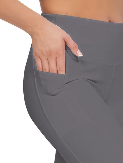 5pcs Women's Plus-Size High-Waisted Yoga Pants with Butt Lifting & Pockets - Full-Length Workout Leggings, Soft Stretch Fitness Pants Suitable for Gym, Pilates, Casual Attire - 5pcs Bulk Pack