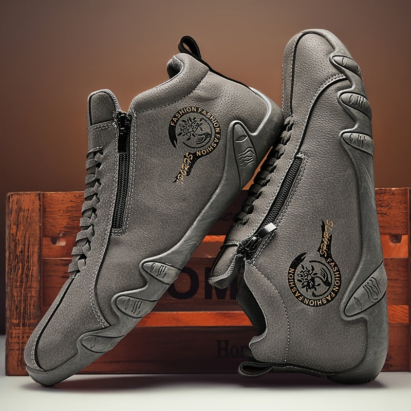 [sneakers] A Pair of Men'S Cross Training Shoes with Side Zipper Design, Lightweight And Comfortable, Suitable for Outdoor Sports, Travel, And Driving Activities