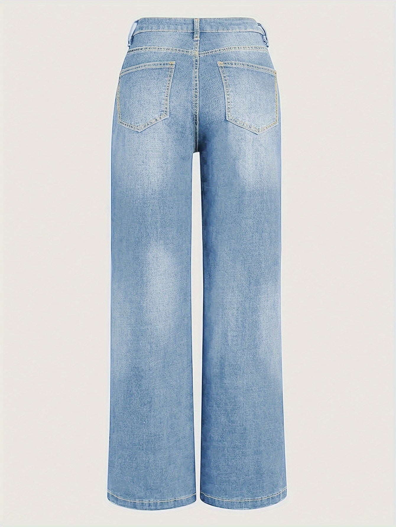 Women's Casual Waist Straight Jeans, Classic Street Style Baggy Jeans