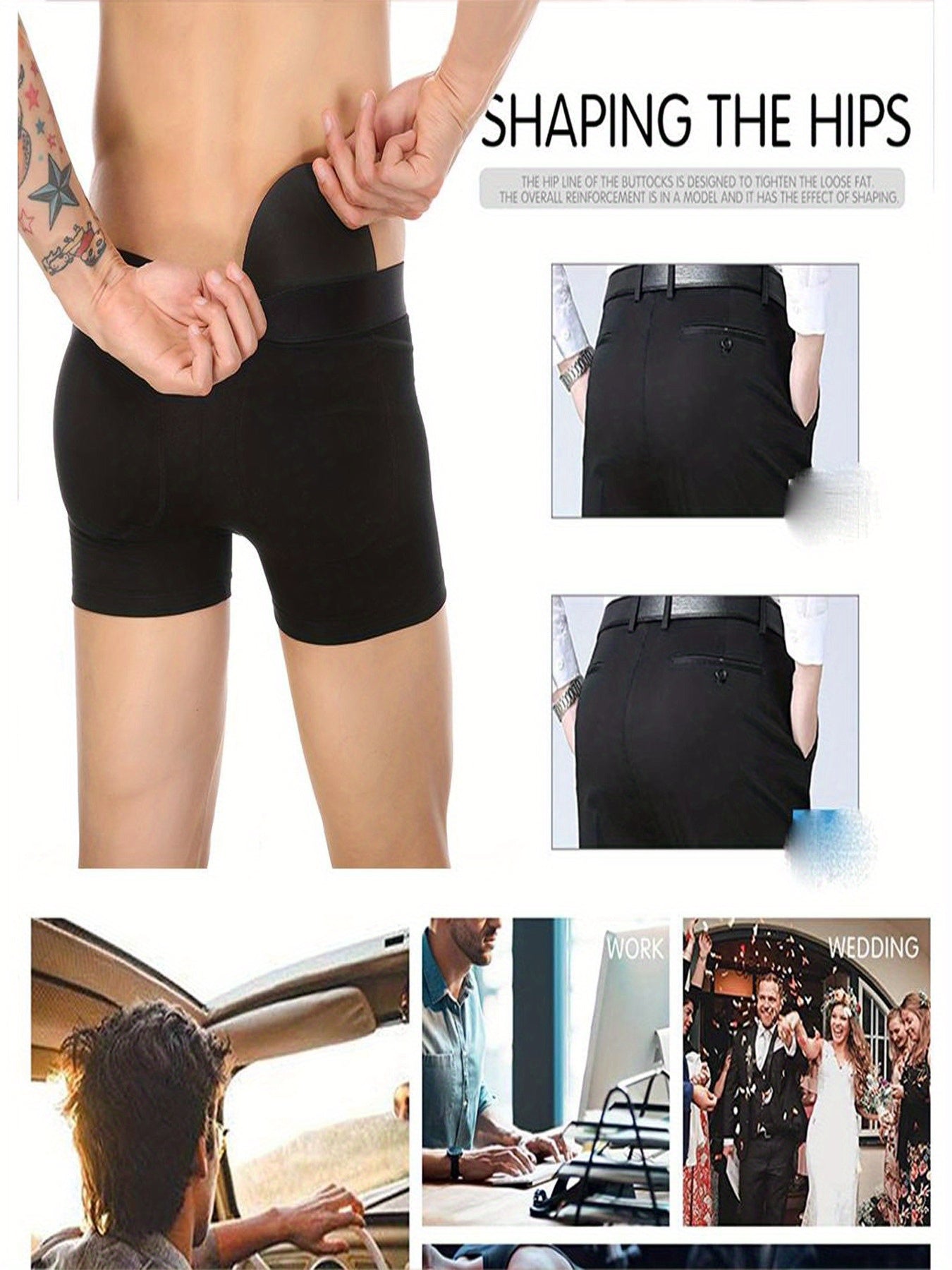 Men'S Butt-Lifting Underwear with Removable Padding - Tight-Fit Boxer Briefs/Trunk Shorts, Medium-Stretch Fabric & Adjustable Butt Enhancing Pads for Enhanced Curves, Comfortable & Supportive Casual Attire, Gym & Special Occasions - Menswear Essenti