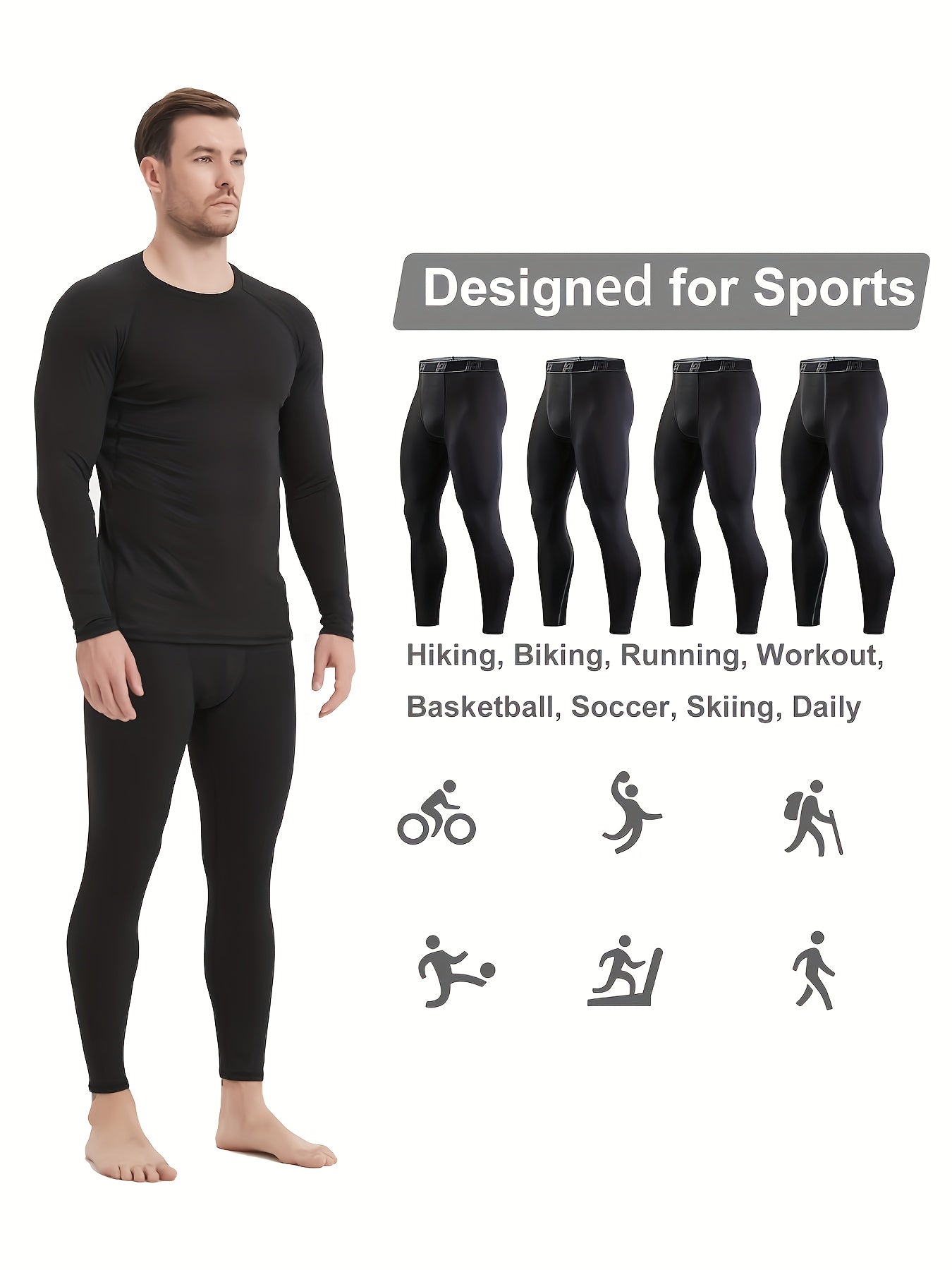 4-Piece Men's Thermal Compression Tights Warm, Close-Fitting Base Layer Tights Top Choice for Spring Outfits Perfect Valentine's Day Gift for 2026