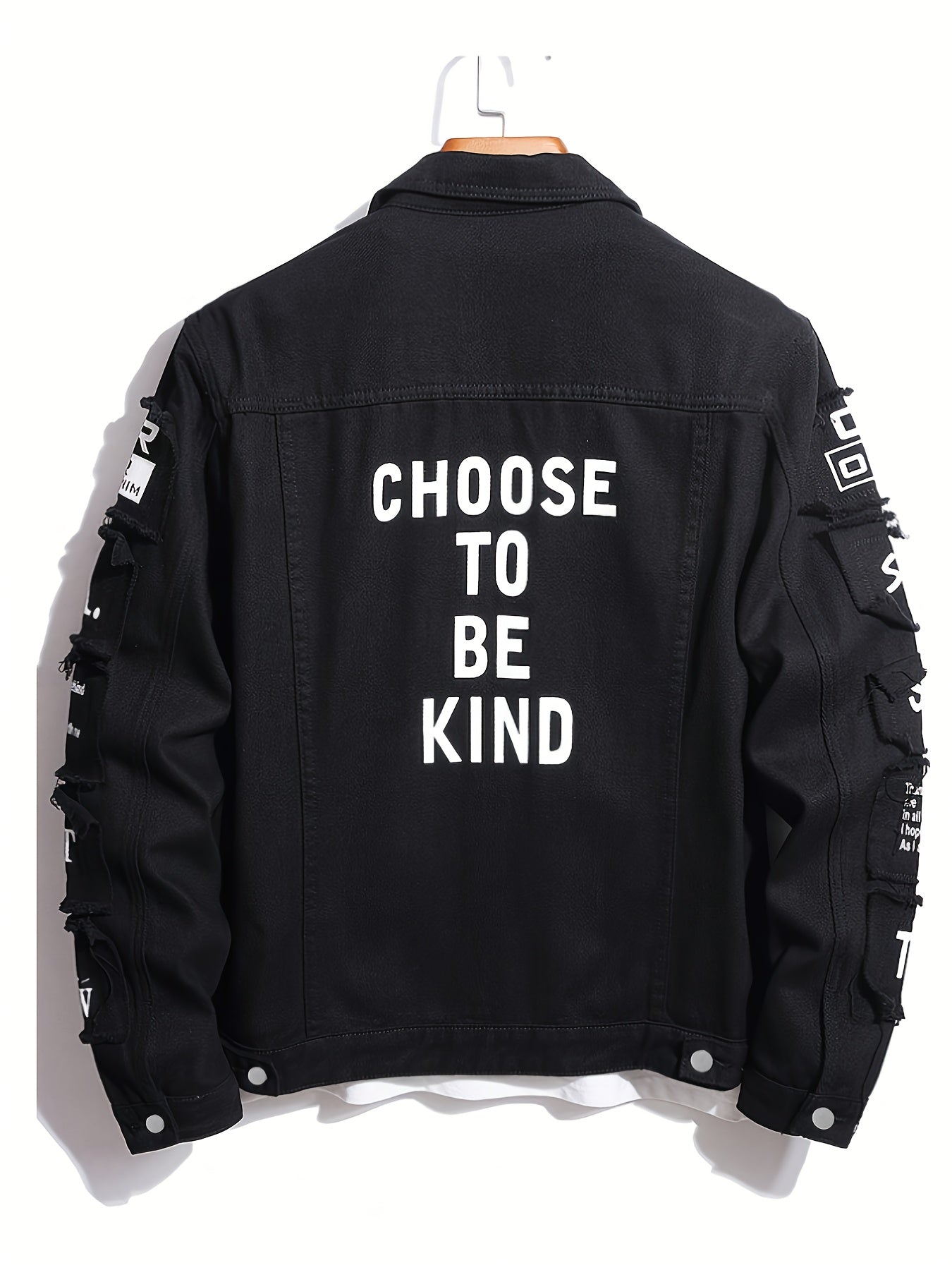 [HME] American High Street Men's Denim Jacket, Three-dimensional Cut And Loose Fit, Fashionable Patchwork And Patchwork Design, Full Of Retro Street Style, Open Front, Single-row Button Closure, Fashionable And Trendy Men's Denim Jacket