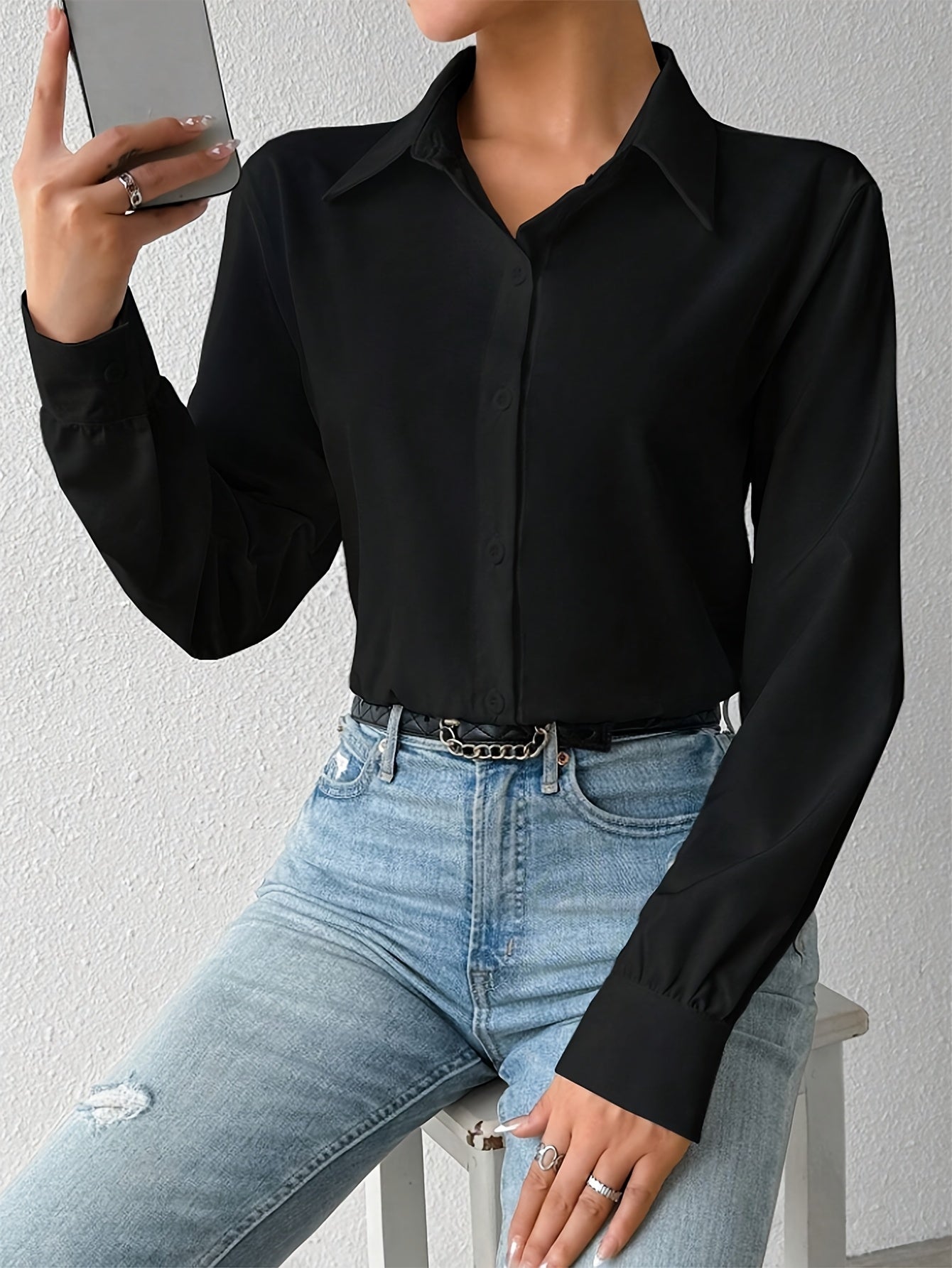 2pcs Women's Long-Sleeve Shirt Bodysuit