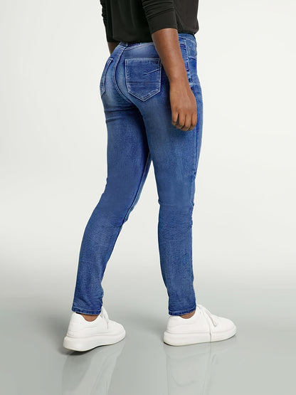 Women's Bright Steel Blue Denim High-Waist Slim-Fit Jeans - product view 14