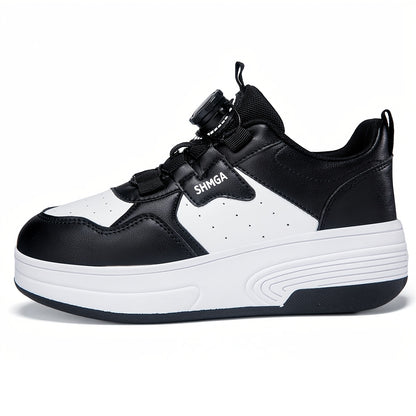 Skating Footwear - Breathable Mesh Low-Top Sneakers Featuring Removable Wheels, Suitable for Outdoor Activities, Roller Skating, Casual Use, And Stylish Young Footwear for Kids, Equipped with a Comfortable TPR Insole, Perfect for Boys