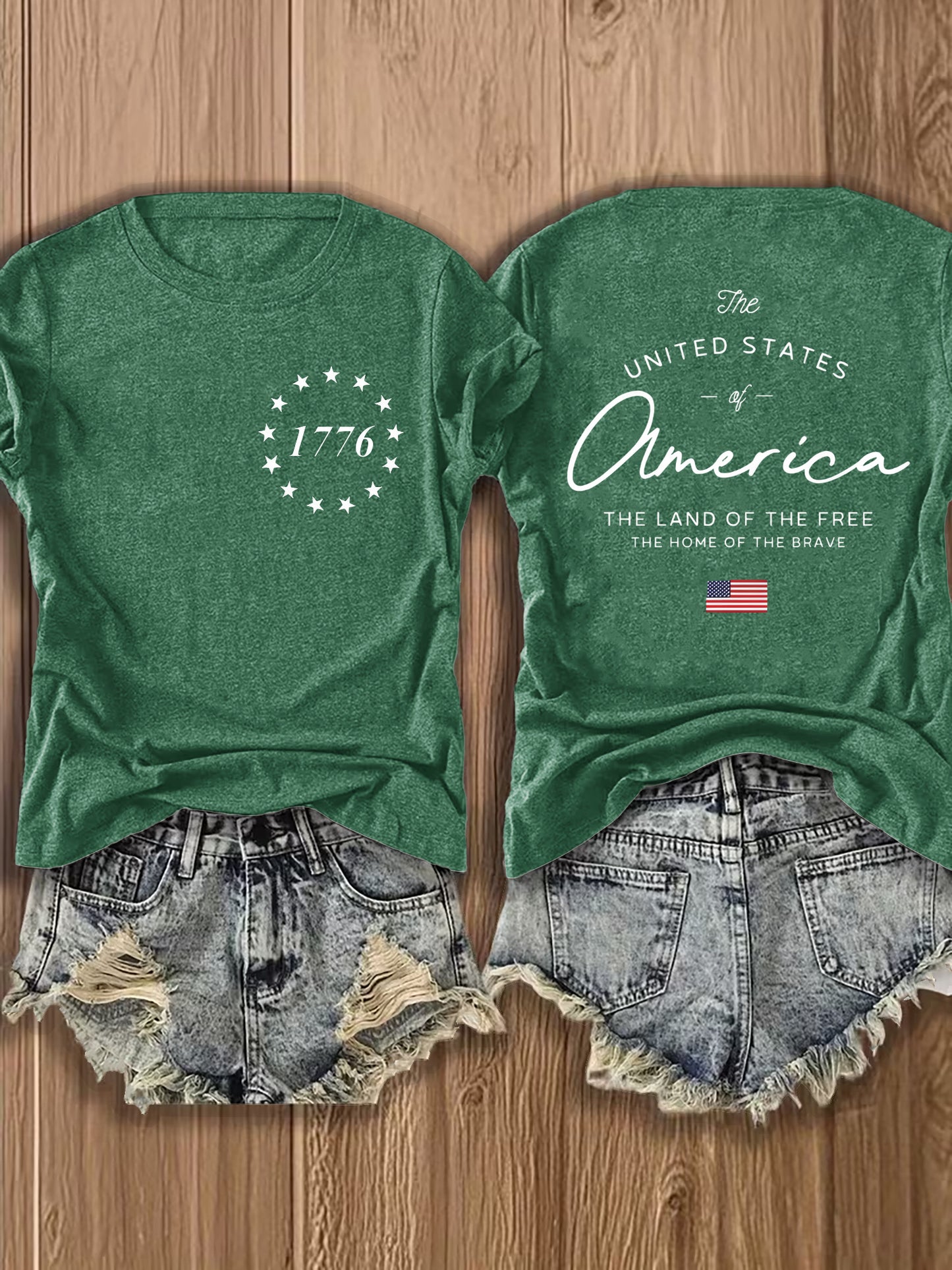 Women' US Flag T-Shirt with 1776 Design & American Symbols - Breathable Short Sleeve Top, Casual Streetwear Blouse-Compatible for - Wear Suitable for Fall Outfits, 4th of, Casual Attire, Machine Washable Non-