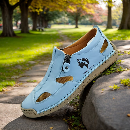 Women's Handcrafted Casual Sandals, Zipper Style Overhead Sandals, Women Shoes