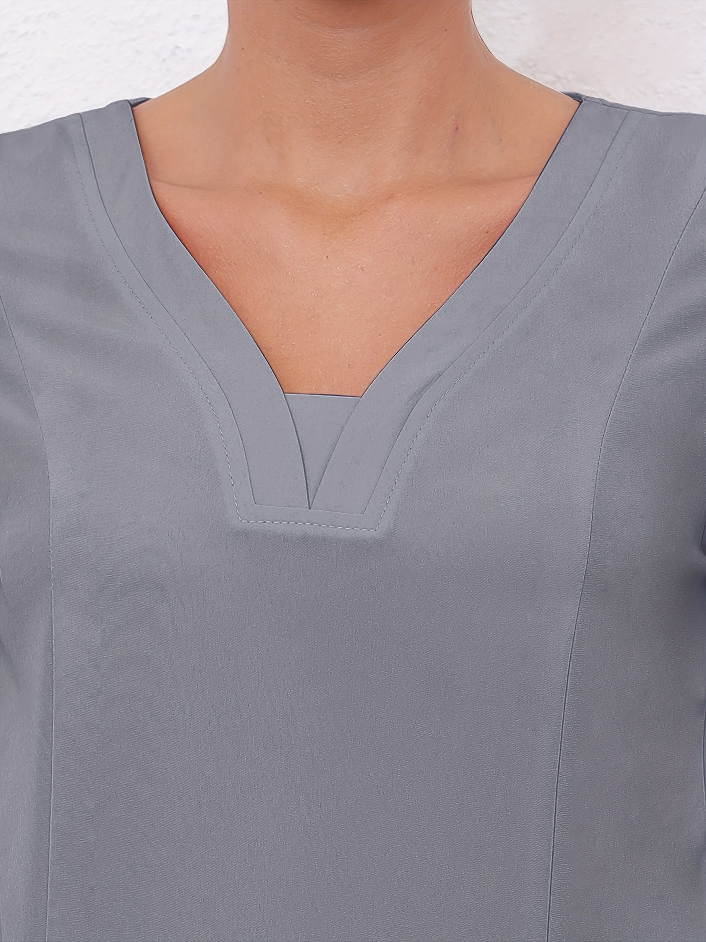 Women'S V-Neck Frosted Breathable Uniform Pocket Handwash Workwear Brush Handwear Top