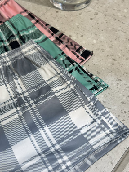3pcs Shorts Combination Pack Plus Size Plaid Casual Shorts for Women with Bowknot