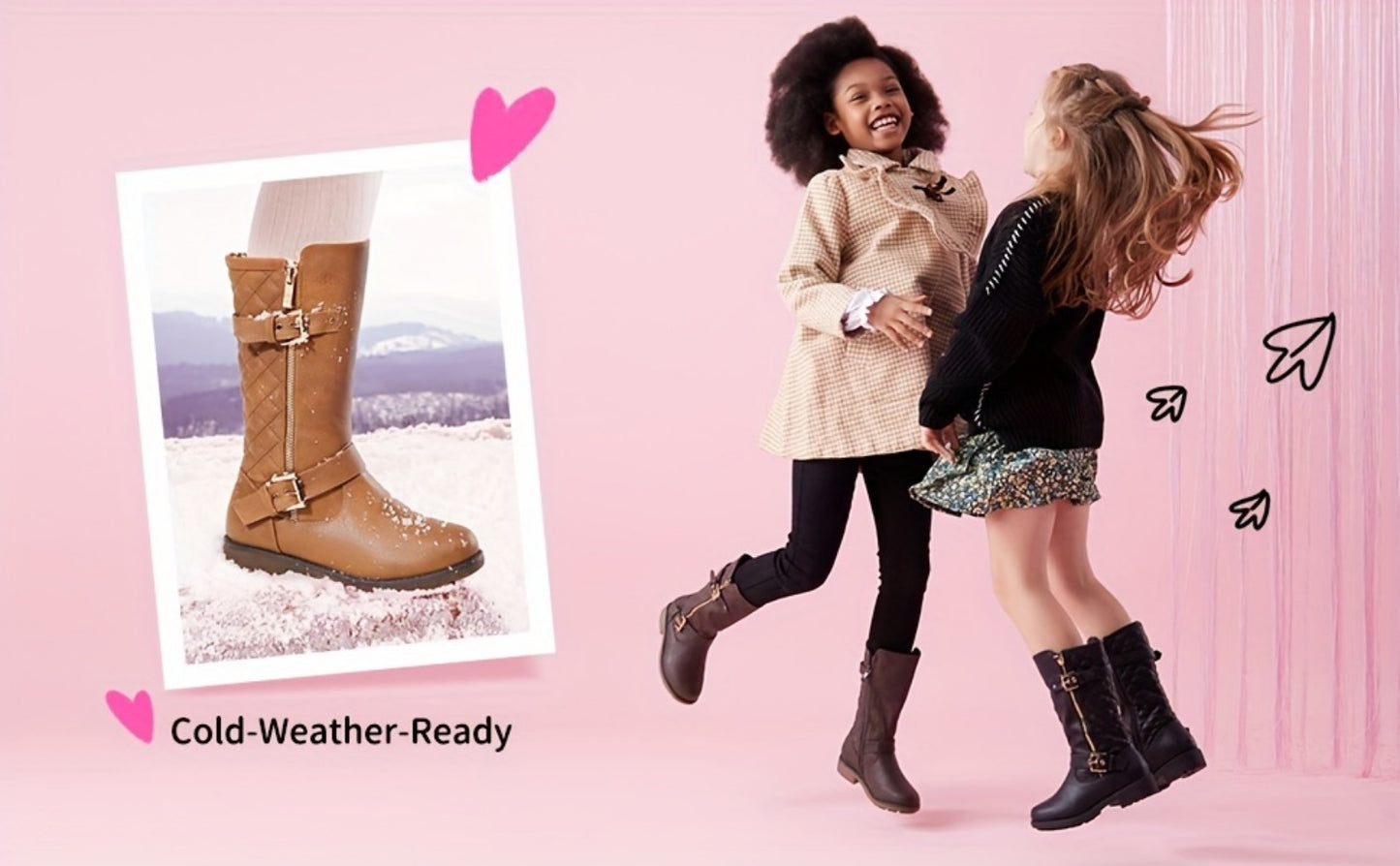 Girls Snow Boots - Non-Slip Sole & Plush Lined 242981