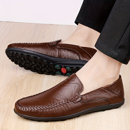 CLOHOO Men's Slip-On Loafers - Slip-Resistant Rubber Sole, Elegant Black Business & Casual Shoes, All-Season Formal & Everyday Footwear for Office, Meetings, Social Events - Durable & Easy-Clean