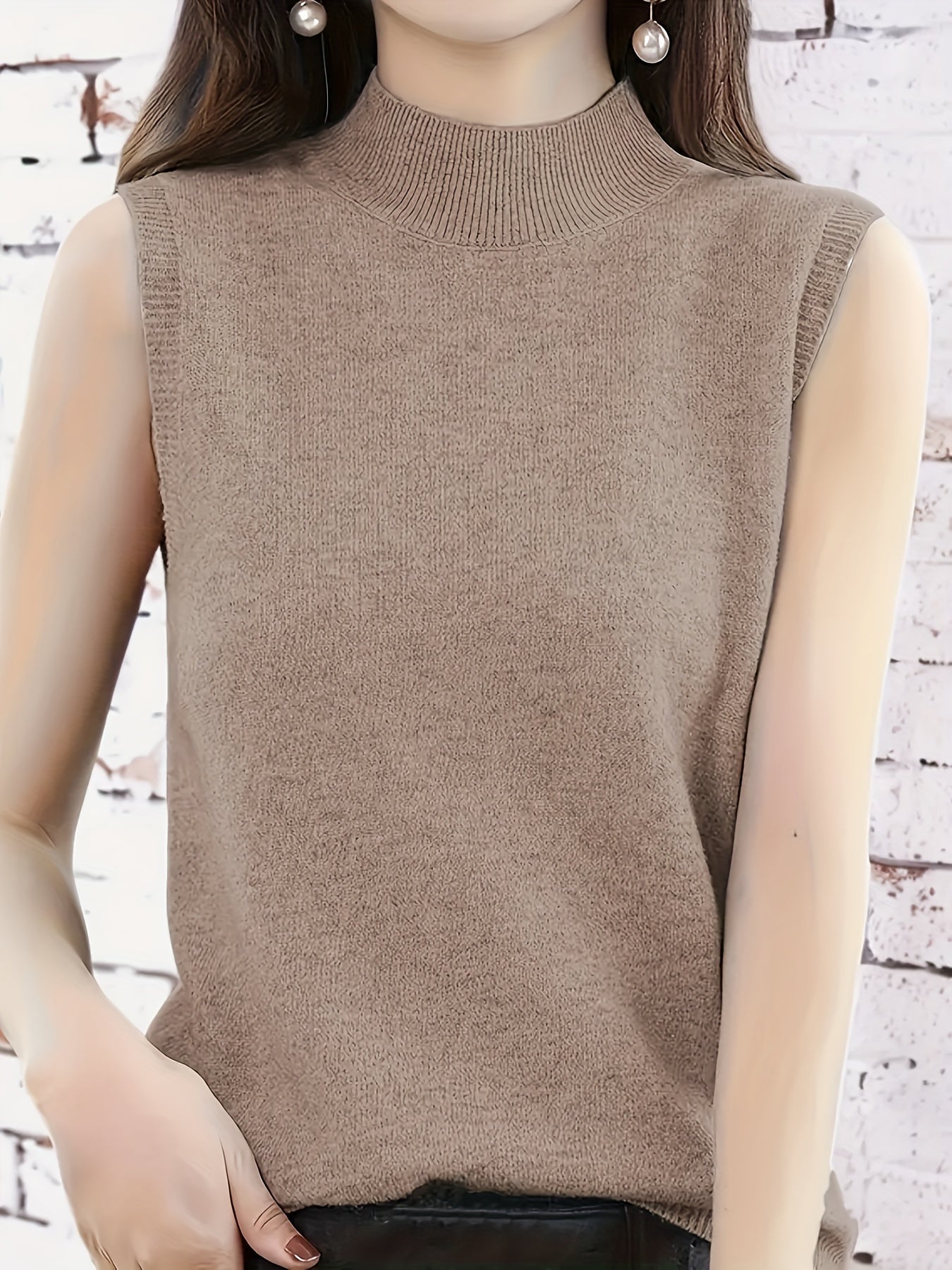New Women's Vest Women Spring Summer Slim Ladies Short Solid Color All Matching Half High Neck with Sleeveless Top Festive Atmosphere Clothing