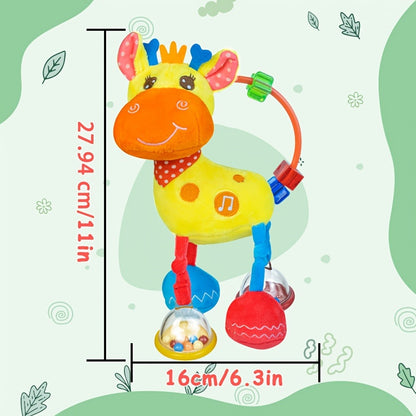 Deer Baby Plush Rattle Toy - Crinkle paper, rattle and squeak sensory play