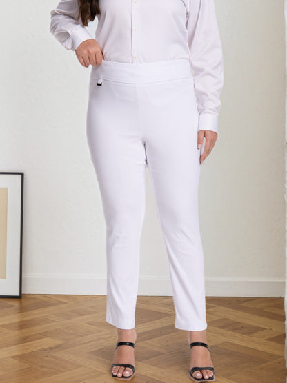 Plus Size - Plus Size - Women Pull on Pant with Silver During Super Stretch Soft Millennium Fabric to Work Ankle Pant