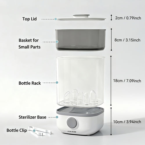 Bottle Sterilizer, Esterilizador De Biberones, Steam Sterilizer 99.9% Sterility, One-Button Operation BPA-Free. Sterilizer For Baby Stuffs, Newborn Baby Essentials Must Haves