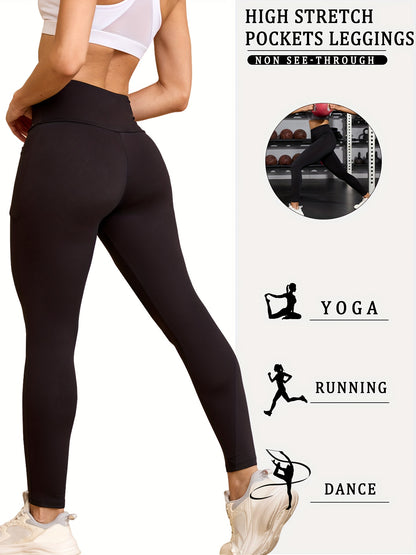 3 Pack Super Soft Leggings with Pockets for Women, High Waisted Tummy Control Workout Yoga Running Pants Leggings