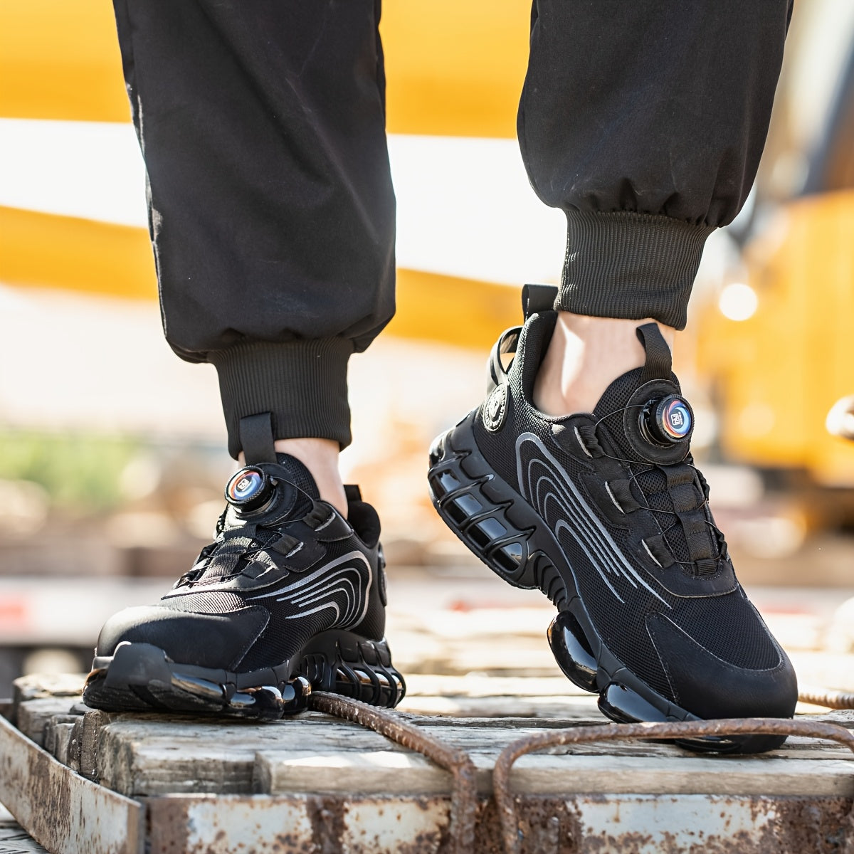 Safety Shoes, Tennis Shoes, Steel Toe Caps, Anti Smash And Anti Puncture, Breathable Mesh Surface, Air Cushioned Sole for Comfortable Wear Resistance, Rotating Button Design, Men's Safety Shoes, Women's Safety Shoes, Construction Site Work Shoes