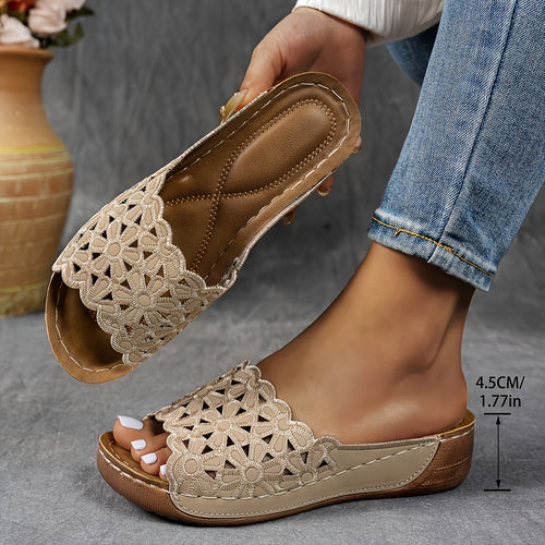 [Wedge Sandals] New Women's Wedge Sandals, Elegant And Fashionable Hollow-Out Floral Lightweight Comfortable Slippers, Comfortable To Wear, Stylish And Convenient, The First Choice For Going Out, Essential For Gifting, Women Shoes
