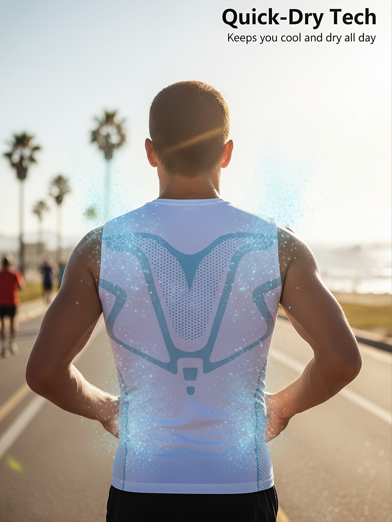 Men'S Summer Tank Top (3pcs Set): High-Quality Fabric Top With Soft, Comfortable, And Highly Elastic Material; Sleeveless, Quick-Drying, And Breathable; Sci-Fi Stripe Design, Perfect For Sports, Fitness, Outdoor Activities, And Home Wear
