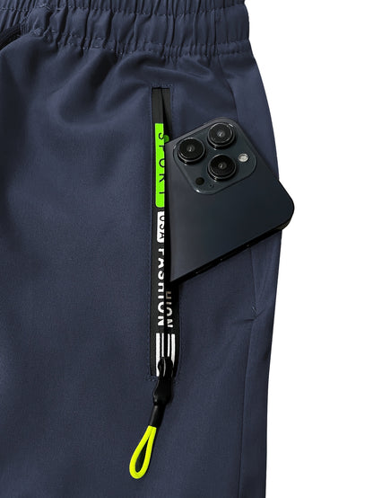 1pc Men'S Lightweight Casual Cargo Pants With Drawstring Waist, Zippered Pockets & Print Logo - Breathable For Outdoor Running, Training, Hiking & Everyday Use - Spring/Summer Collection, Workout Pants, Running Apparel, Functional Pockets
