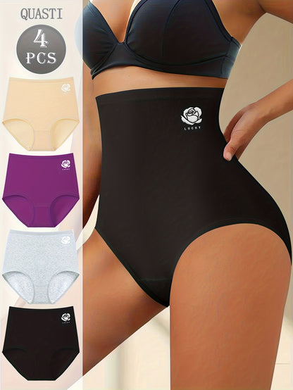 QUASTI 4pcs Seamless High Elasticity Underwear for Women- Lightweight& Durable High Waist Panties Soft& Comfortable