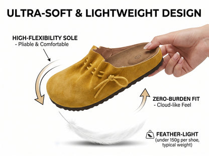 2026 New Arrival Yellow Mules Slip On Shoes - Soft Ruched Upper with Adjustable Drawstring Tie Comfortable Slip-On All Day Comfort Wear Perfect Everyday Casual Summer Vacation - Fast Local Warehouse Shipping, Women Shoes