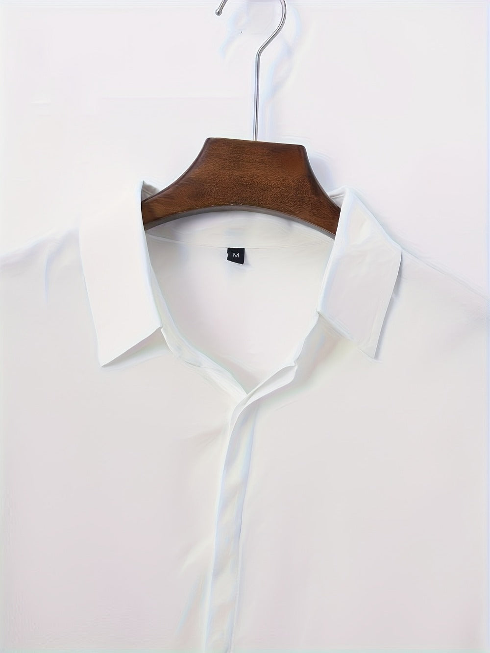 Men's Solid Color Shirt - Collared Short Sleeve 001061