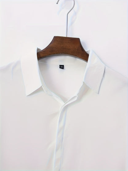Men's Solid Color Shirt - Collared Short Sleeve 001061