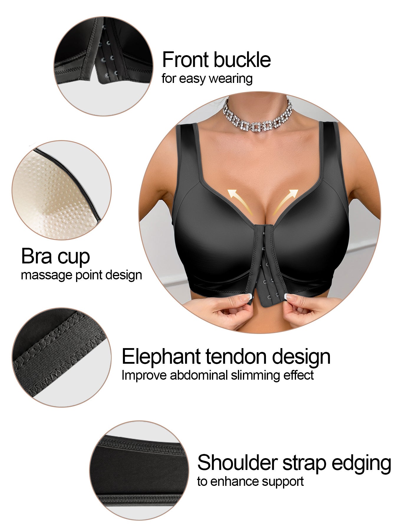 This 1pc Women'S Bra Is Made of High-quality Satin Fabric Without Underwire. It Features A Smooth Front Buckle Design, Providing Comfort and Strong Support. It Is Suitable for People with Large Breasts for Daily Wear and Formal Occasions. It Offe