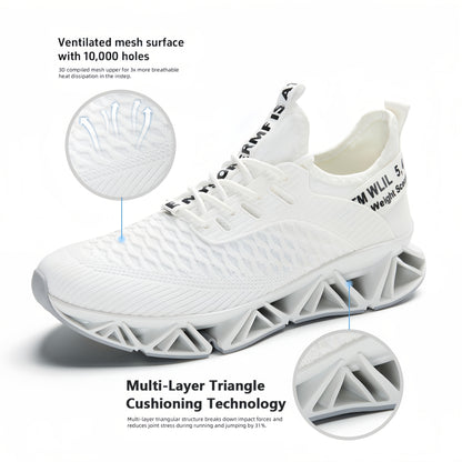 [Lightweight Running Shoes] Men Lightweight Breathable Running Shoes - Non-Slip All-Season Fitness Sneakers, Lace-Up Design Black - Wear-Resistant And Durable Training Shoes, Comfortable Casual Shoes, A Must-Have For Fitness Enthusiasts