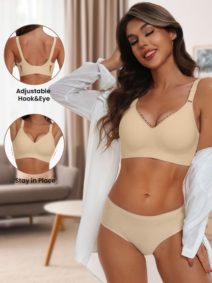 Seamless Wireless Push-Up Bra-V Neck Design, Comfortable, Supportive Intimate Apparel for Women