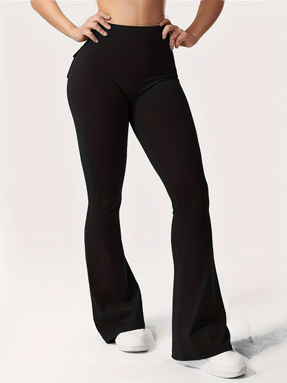 Christmas Apparel, Halloween 3pcs Set in Black, Gray, and Green: Fashionable Workwear-Style Flared Pants, Women's Casual Flared Pants, High-Waist Pocket Joggers, Workwear-Style Peach Butt Pants, Quick-Dry Sports Tummy Control Butt-Lifting Flared