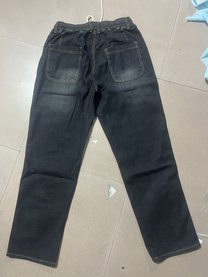 Large Size Jeans Men's Straight Leg Loose Fit Elastic Pants with Added And Extra Pants Elastic Waist Men's Simple And Versatile Denim Pants Men's Jeans Four Season Style, PLUS SIZE