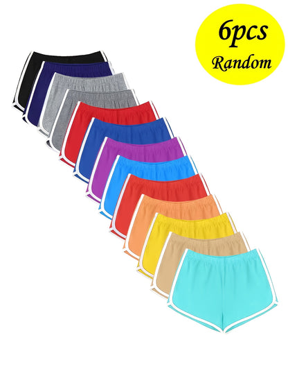 Random 6pcs Set: Women's Dry Sports Dolphin Shorts (S-XXL) Women's Shorts, Fitness Gym Shorts, Suitable for Yoga Lounge Running, Spring Clothes, Summer Clothes, Valentine's Day Gifts, Easter Gifts, Discounted