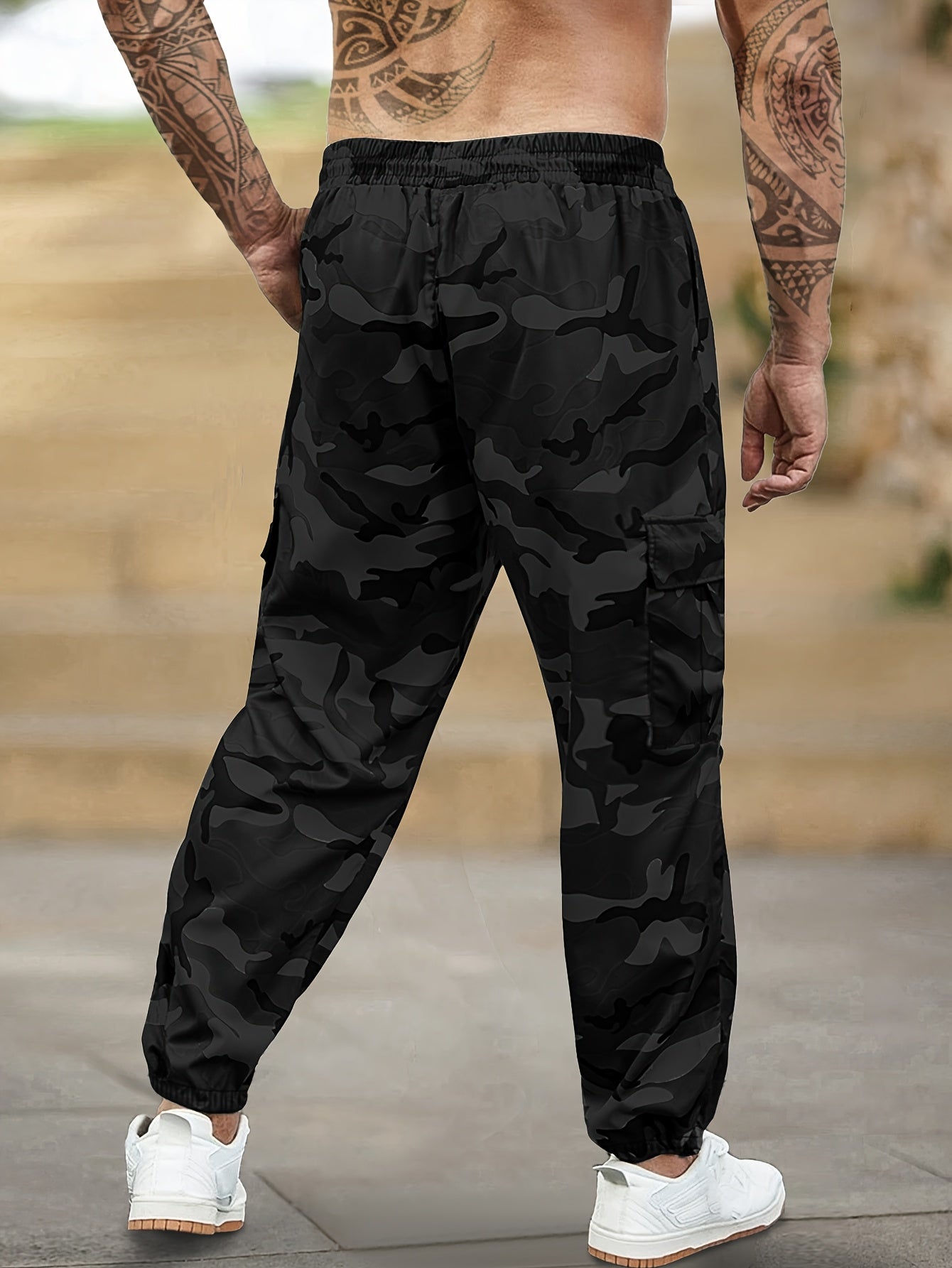 Men'S Camo Jogger Pants Military Cargo Pants Leg-Bound Tapered Casual Camouflage Pants