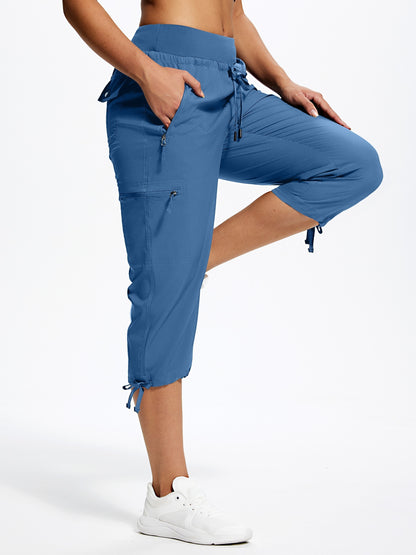 18" Women's Hiking Capris with Pockets Quick Dry Travel Lightweight Cargo Capri Pants Casual Capris for Women