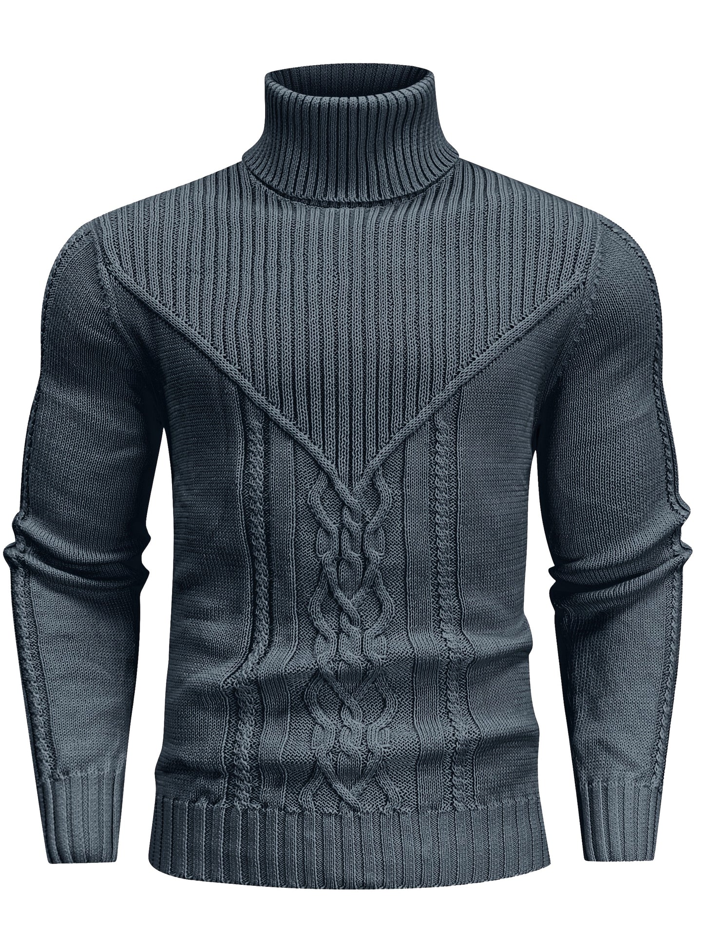 Men's Mature Casual Vintage Twisted Turtleneck Knit Pullover