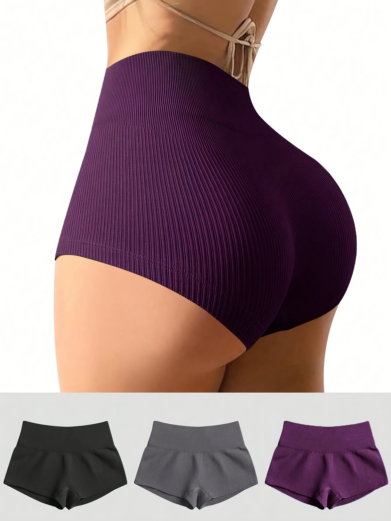 Women'S 3pcs Yoga Shorts, High Waist Sexy Workout Shorts