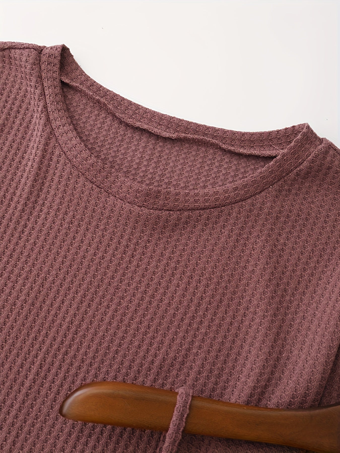 Solid Waffle Lounge Set, Casual Long Sleeve Crew Neck Top & Cami Top & Elastic Waistband Shorts - Women's Loungewear & Sleepwear - Soft & Cozy Fabric - Perfect for Relaxing at Home - Ideal Gift for Women